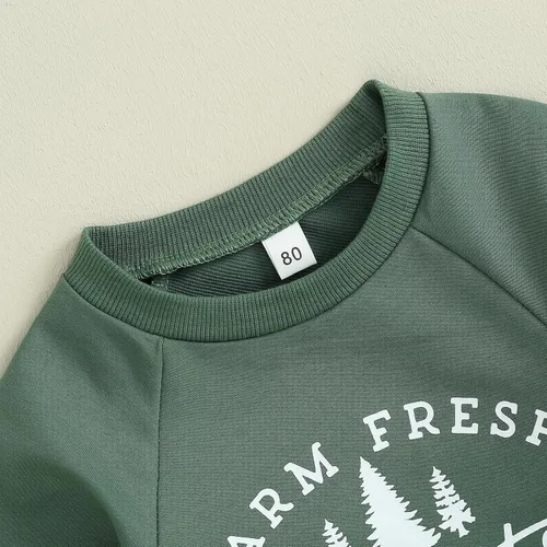 Vista 4 de BULINGNA Mameluco de Navidad para bebés, niños y niñas, diseño de árbol de Navidad, estampado de letras para otoño e invierno