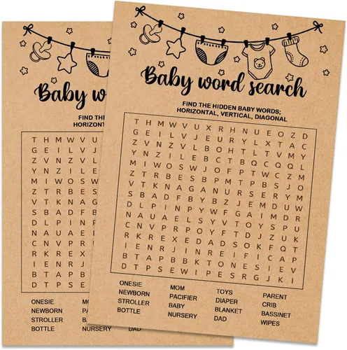 Vista 12 de Baby ABC Juego de Baby Shower, 30 unidades, kraft, juego de mesa, todas las edades, inglés, cartulina, manual, unisex, baby shower y alfabeto