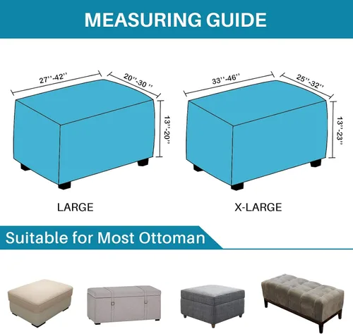 Vista 5 de Funda otomana de terciopelo, fundas rectangulares para reposapiés, funda elástica para taburetes de pies, protector de muebles con parte inferior