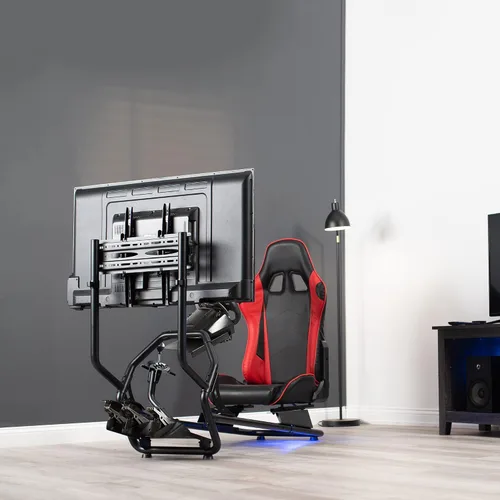 Vista 9 de VIVO Racing Simulator Cockpit with TV Mount, Wheel Stand, Gear Mount, Chair and Frame Only, Fits Logitech, Thrustmaster, Fanatec, Compatible with