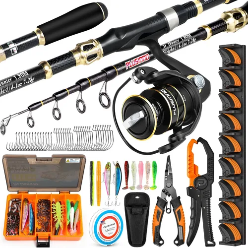 Vista 12 de PLUSINNO Fishing Gear,Full Fishing Pole kit Include Fishing Rod and Reel Combo, Tackle Box with Fishing Lures, Fishing Accessories, Fishing