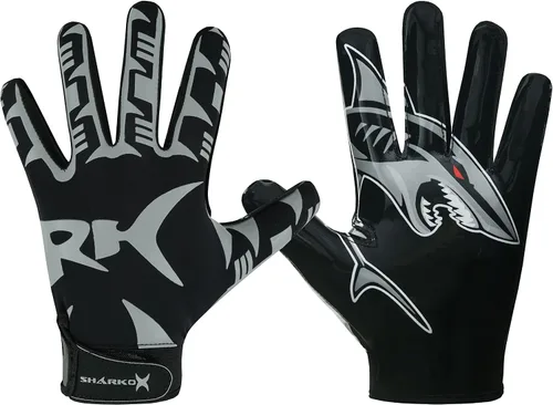 Vista 2 de Guantes de fútbol antideslizantes con sensación de pelota, guantes receptores de fútbol en tamaños juveniles, adultos y niños, agarre fuerte