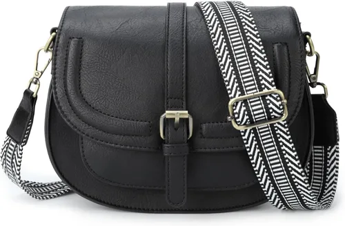 Vista 27 de Bolsa cruzada de cuero vegano para mujer, pequeña, para colgarla en el hombro, monedero, estilo bohemio Beige