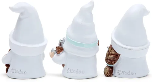 Vista 3 de Hodao 3 piezas de figuras de gnomos de Doctor Home Decoración Doctor Gnomos Adornos Escandinavos Tomte Elfo Decoración Regalos de Verano Gnomos