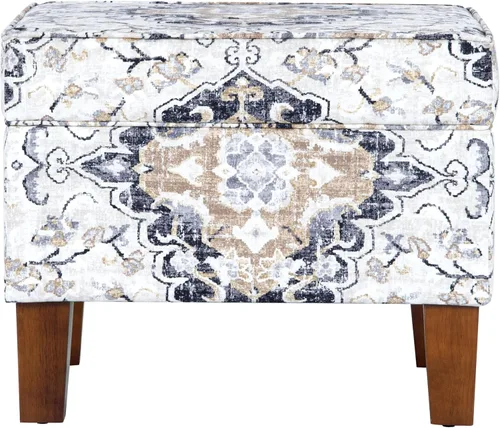 Vista 10 de Homepop Decoración para el hogar K7646-A862 Otomana de almacenamiento rectangular moderna tapizada Otomana con tapa con bisagras