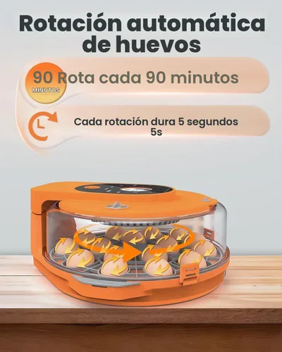 Vista 8 de Incubadora de 15 huevos con recarga lateral de agua, control automático de humedad, girador automático de huevos, temperatura ajustable, vela