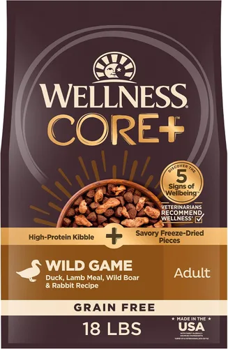 Vista 20 de Wellness CORE+ Alimento seco para perros adultos con trozos liofilizados, croquetas sin granos, natural, alto en proteínas, sin pollo, pescado