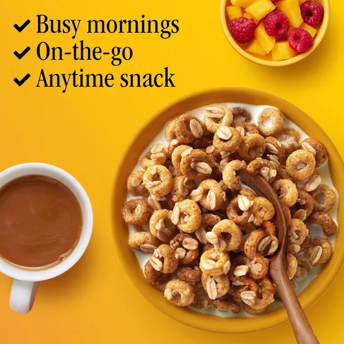 Vista 7 de Cheerios Oat Crunch Oats 'N Honey Cereal para desayuno, hecho con grano entero, tamaño grande, 18.2 onzas