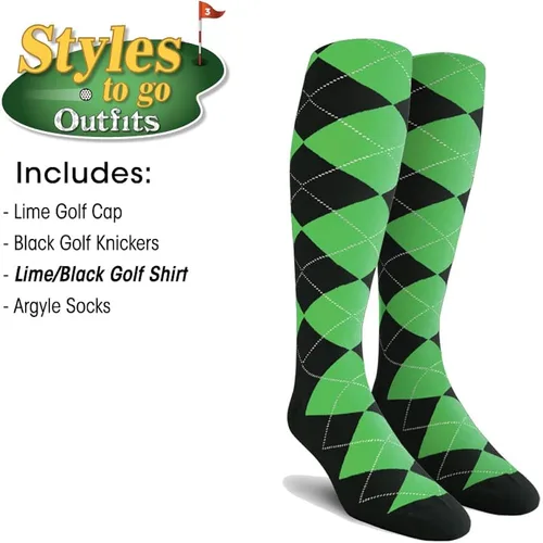 Vista 4 de Golf Knickers Styles To Go - Traje completo de golf para hombre, incluye camisa de golf, gorra de golf y calcetines de golf