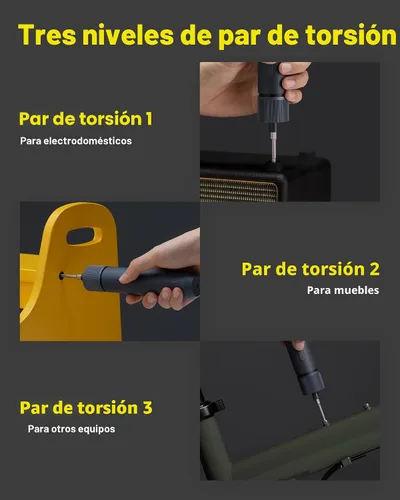 Vista 3 de HOTO Kit de destornillador eléctrico mejorado de 25 piezas, hexagonal de 1/4 pulgadas, tapa magnética, destornillador inalámbrico recargable de 1500