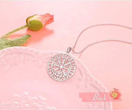 Vista 4 de Alphm Collar con colgante vikingo de plata esterlina S925 para hombres y mujeres, joyería de viaje para graduación, amistad, talismán, joyería