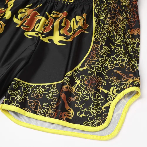 Vista 5 de Lejafay Pantalones cortos deportivos Muay Thai para hombre, pantalones cortos de kickboxing, artes marciales y artes marciales