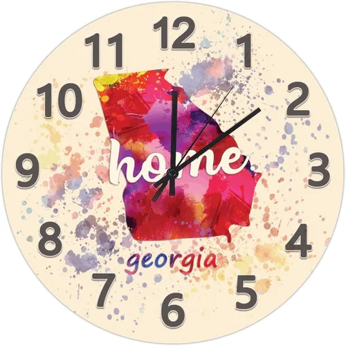 Vista 125 de UFunhome Reloj de pared con mapa del estado de Nevada, acuarela, Estados Unidos, reloj redondo de madera, funciona con pilas, silencioso, sin