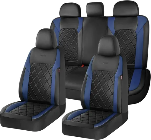 Vista 27 de Coverado Juego completo de fundas de asiento de automóvil, fundas de asiento de 5 asientos, protectores de asiento de malla transpirable, ajuste