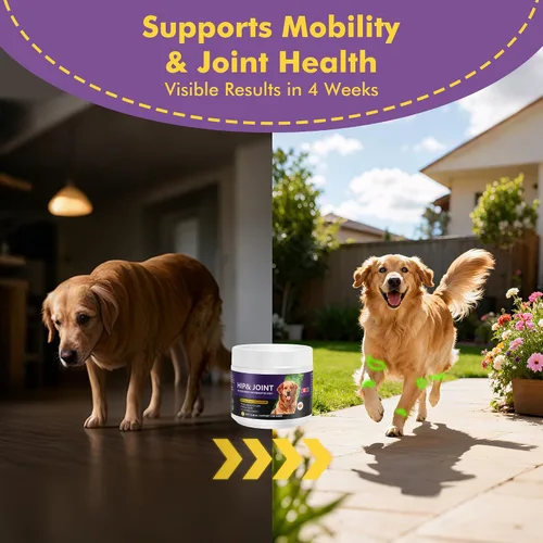 Vista 4 de Masticables de apoyo para cadera y articulaciones para perros, glucosamina condroitina MSM, 120