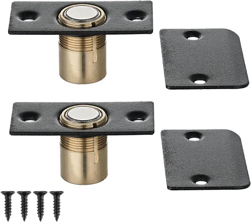 Vista 18 de JQK Herrajes para puerta de clóset, acero inoxidable ajustable con placa de golpeo, bronce antiguo, paquete de 2 unidades, HBC100-QG-P2