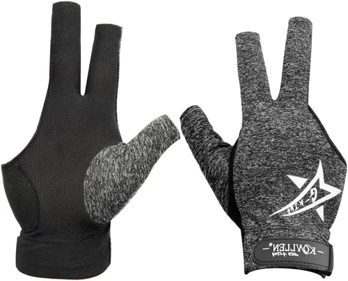 Vista 10 de KONLLEN Breathable Billiards Gloves, Left/Right Hand Three-finger design, mesh palm, adjustable wrist strap, secure grip for pool and snooker