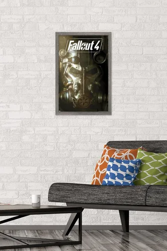 Vista 2 de Trends International Fallout 4 - Póster de pared de arte clave, 22.4 pulgadas de largo x 14.7 pulgadas, versión enmarcada en madera de granero