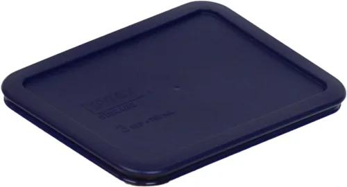 Vista 8 de Pyrex 7212-PC, 7211-PC y 7210-PC tapas azules de almacenamiento de alimentos, fabricadas en Estados Unidos BPA-Free Plastic Rectangular Design