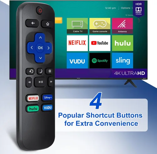 Vista 5 de Mando a distancia para Hisense-TCL-Onn-Sharp-Philips-Westinghouse-Insignia-Element Roku TV Remoto Repuesto (Paquete de 2)