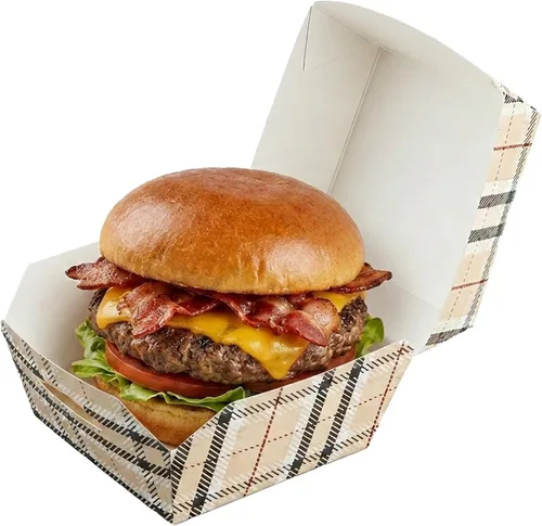 Vista 32 de Restaurantware Mini cajas de hamburguesas de 2.5 x 2.5 x 2 pulgadas, 100 recipientes de alimentos con tapa con bisagras, cajas desechables de papel