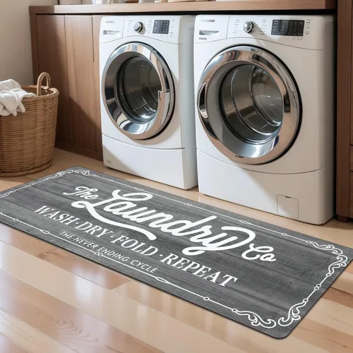 Vista 18 de Pauwer - Alfombra de cocina estilo granja, 20"X48", beige, antideslizante, lavable, hecha a máquina Goma, lavable, duradero, fácil de limpiar