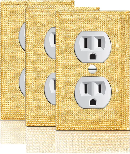 Vista 11 de 1 PC Placa de Pared de Diamantes de Imitación Plateados Brillantes Cubierta de Interruptor de Luz Cubiertas de Interruptor Placas de Pared Diamantes