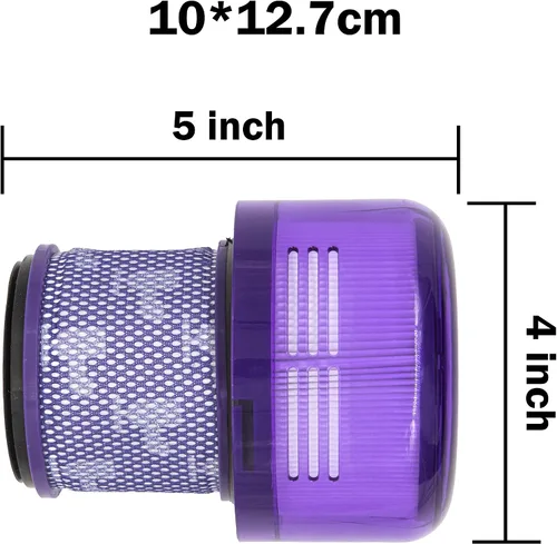 Vista 2 de Paquete de 2 piezas de repuesto de filtros de vacío compatibles con aspiradora Dyson V11 SV16 de tamaño grande, comparado con la parte 970422-01