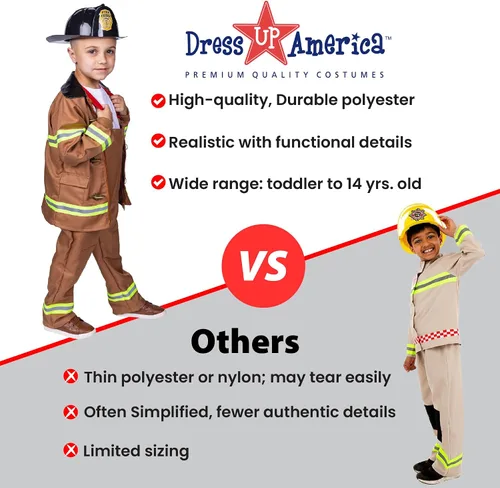 Vista 7 de Dress Up America Disfraz de bombero para niños, disfraz de bombero de juego de rol
