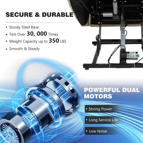 Vista 8 de Trustyue Silla Reclinable de Elevación Eléctrica de Doble Motor, Reclinable Completamente Plana, Silla Elevadora con Masaje y Calor, Asistencia