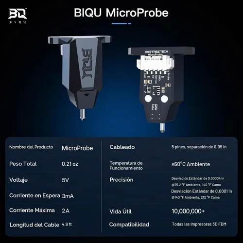 Vista 2 de Sensor de nivelación de cama automática BIQU MicroProbe V2.0, para impresora 3D Ender 3/Ender 3 V2/Ender 3 Pro/Ender 3 Max/Voron/H2 Extruder BIQU B1