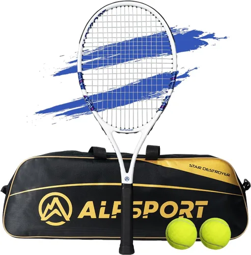 Vista 9 de ALP - Raqueta de tenis de 27 pulgadas, potente cabeza pesada de 4 3/8 pulgadas para adultos, raqueta duradera preencordada con 1 bolsa de transporte