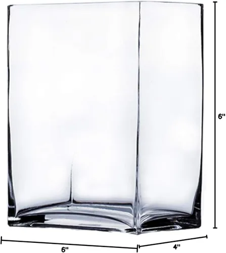 Vista 8 de WGV - Jarrón rectangular de bloque de 6 pulgadas, ancho de 4 pulgadas, altura de 6 pulgadas, recipiente de vidrio transparente para ramo de flores