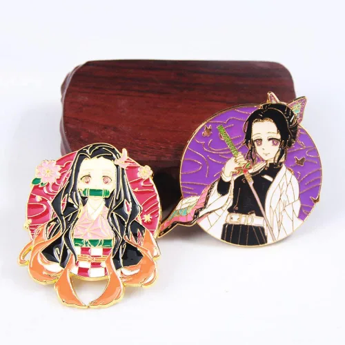 Vista 4 de Kimetsu No Yaiba Tanjiro - Broches de personajes de anime Nezuko Rengoku, regalos de cosplay para niños, niñas, adolescentes, mujeres y hombres