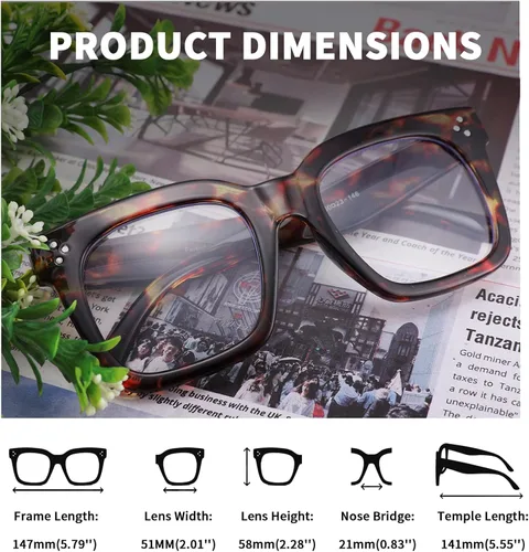 Vista 5 de FEISEDY Women Men Blue Light Blocking Glasses Frame Oversized Designer Luxury Square Eyewear B2695-FF
