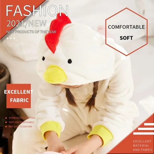 Vista 4 de COSUSKET Pijama de franela de pollo para niños, ajuste cómodo, pijama para niñas