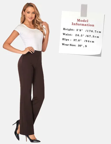 Vista 5 de Tapata Women Dress Pants 28"30"32"34" High Waist Stretchy Bootcut Pants Tall, Petite, Regular for Office Business Casual