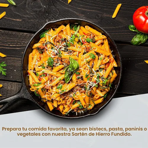 Vista 4 de Utopia Kitchen - Sartén de hierro fundido de 8 pulgadas con tapa, sartén para chefs, color negro