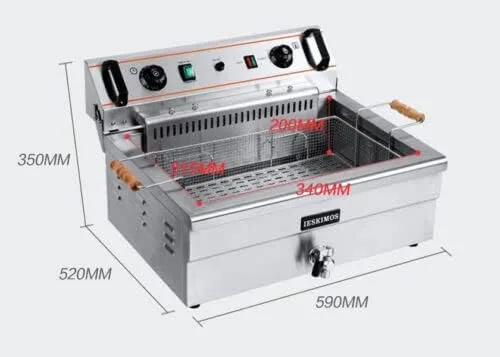 Vista 4 de Freidora eléctrica comercial solo tanque 20L con temporizador 220V