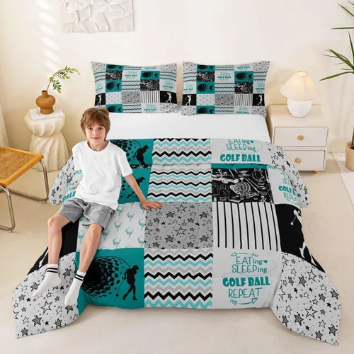 Vista 50 de Erosebridal Softball Comforter Set Patchwork Buffalo Plaid Twin Bedding Sets for Girls Kids Teens Child Galaxy Stars Ball Game Baseball Comforter