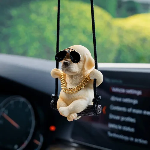 Vista 7 de Floruit Labrador Retriever - Accesorios colgantes para espejo de automóvil, lindos accesorios para espejo retrovisor de perro oscilante, accesorios