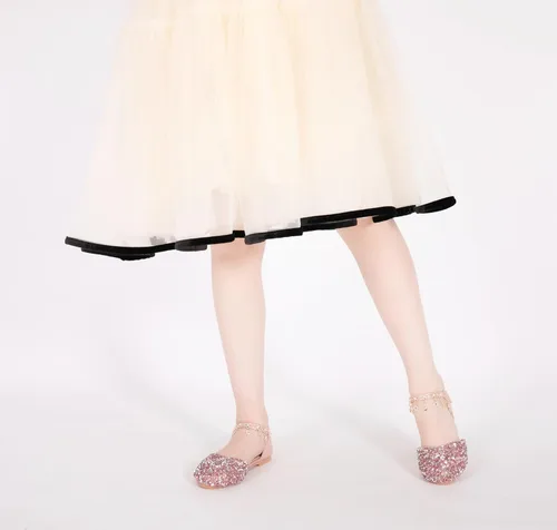 Vista 2 de Zapatos planos de ballet Mary Jane con diamantes de imitación para niña, con brillantina, para niña de las flores, para boda, fiesta, zapatos