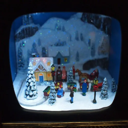 Vista 2 de Christmas by Roman Inc., Colección de atracciones, 5.75 pulgadas de alto, linterna, globo de nieve, decoración del hogar, Papá Noel, cardenal