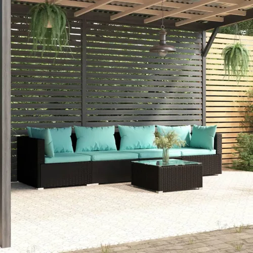 Vista 17 de Brown Wicker Patio 3-Seater Sofa with Cushions, PE Rattan Outdoor Seating Set with Steel Frame Brown and Cinnamon Red