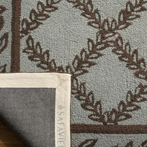 Vista 4 de SAFAVIEH Colección Chelsea - Alfombra decorativa de 1'8" x 2'6", azul y marrón, lana de estilo campestre francés tejida a mano, ideal para áreas