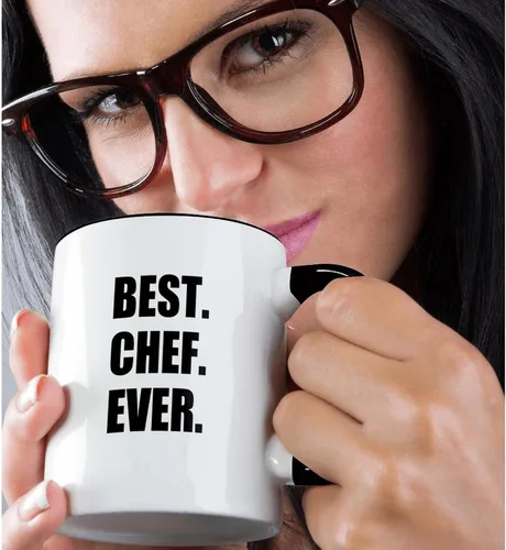 Vista 2 de 3dRose Best Chef Ever - Regalos de texto para los más grandes fanáticos de la cocina y la cocina del mundo, taza negra de dos tonos de 11 oz
