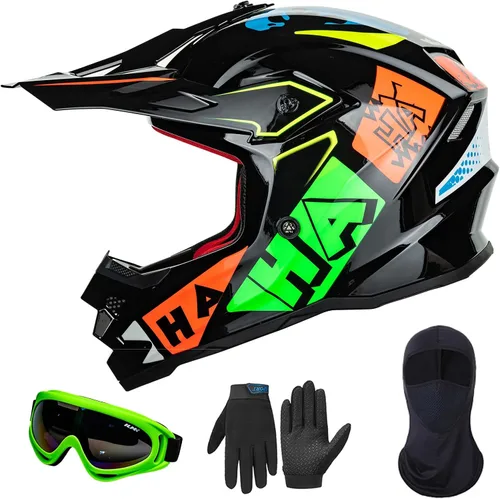 Vista 9 de ILM Casco ATV Juvenil para Niños Dirt Bike Motocross BMX Todoterreno Motocicleta Go Kart Casco DOT ECE Modelo Z705 (Chicle, S)