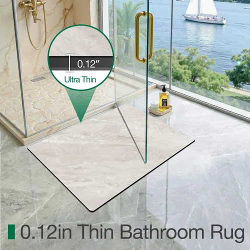 Vista 3 de LUMI Tapetes de baño ultra delgados, superabsorbentes, de secado rápido, antideslizantes, para debajo de la puerta, bañera, lavabo y ducha, 17 x 30