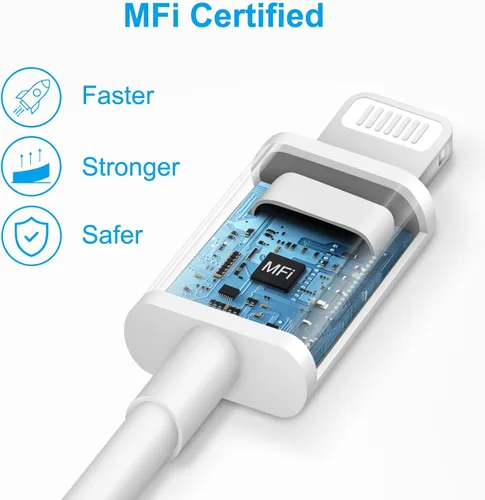 Vista 4 de Cargador para iPhone – Paquete de 3 Adaptadores de Cubo Bloque Cargador de Pared USB con Cable de Carga Rápida USB de 6 ft Compatible con iPhone 14