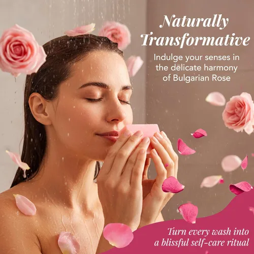 Vista 5 de Saavy Naturals Barras de jabón corporal hechas a mano, rosa búlgara, hidratante para mujeres, fórmula vegana orgánica, espuma cremosa sin residuos